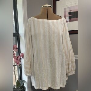 LOFT sz XL Cream Striped Women's Blouse